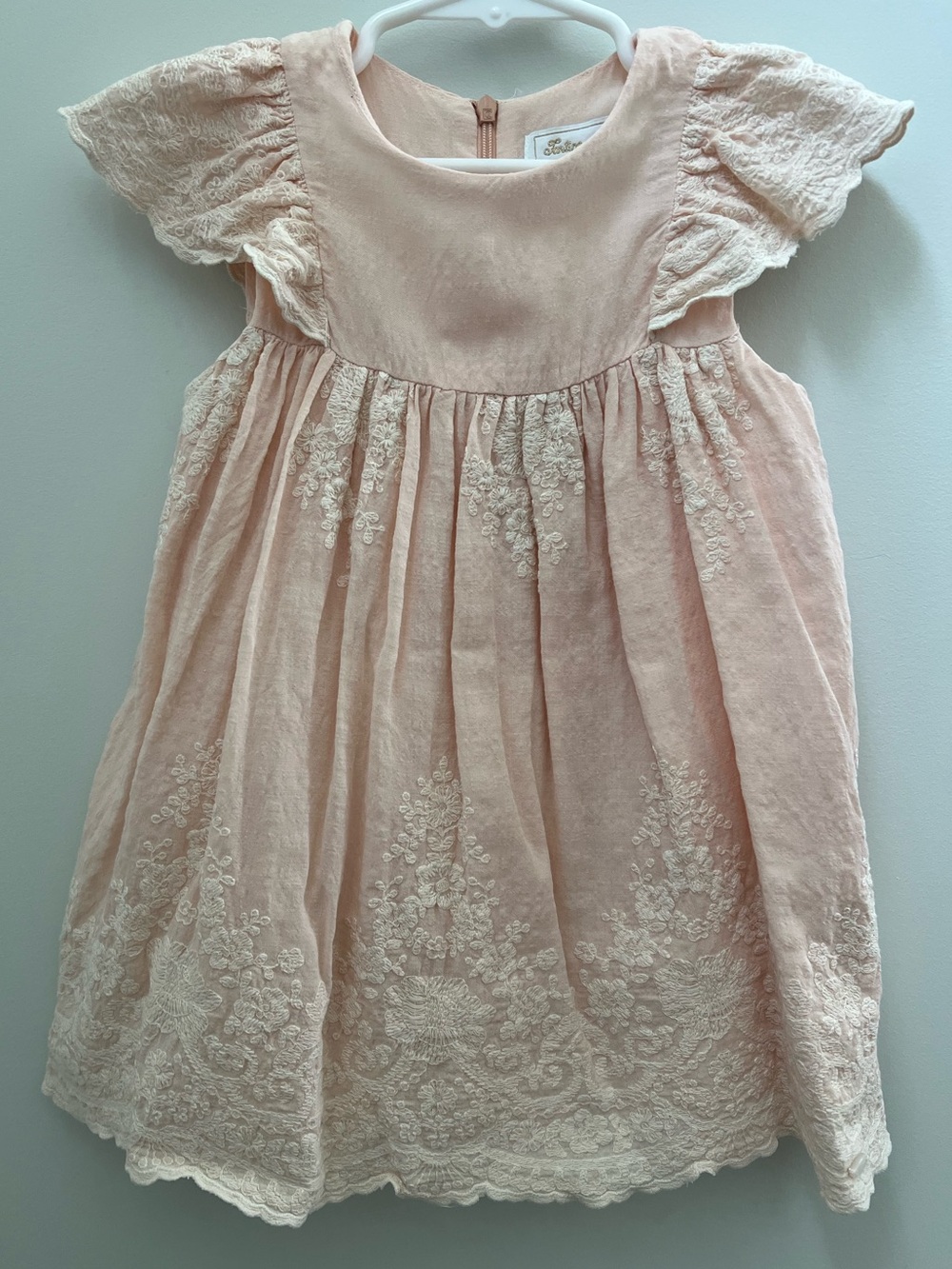 Tartine et Chocolat Blush Pink Embroidered Lace Dress